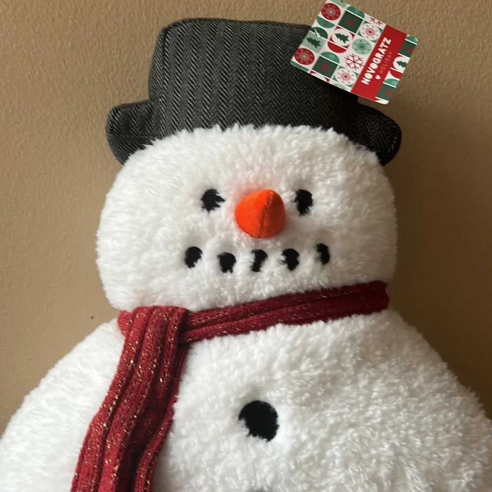 NOVOGRATZ 14x22 Sherpa Snowman Pillow Snowman Decor Pillow Christmas Holiday